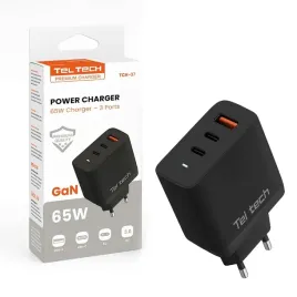 teltech-ladowarka-sieciowa-gan-usb-2x-usb-c-65w-qc-pd-czarny-tch-07