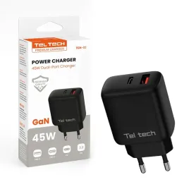teltech-ladowarka-sieciowa-gan-usb-usb-c-45w-czarny-tch-03