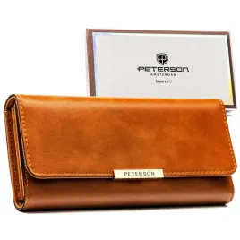 brazowy-portfel-damski-ze-skory-ekologicznej-zamykany-zatrzaskiem-peterso