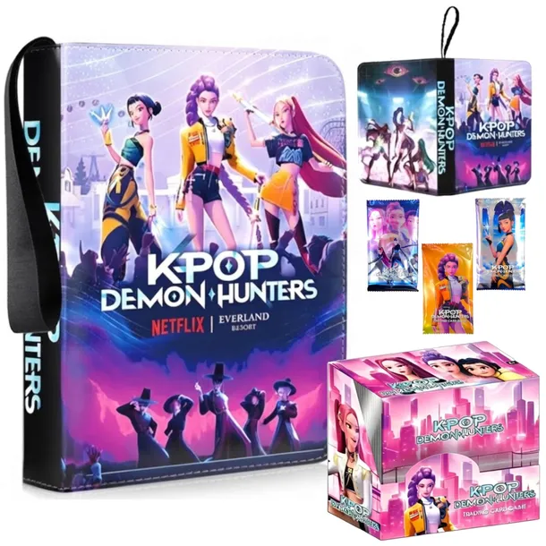 ALBUM NA KARTY K-POP DEMON HUNTERS 288 KART DUŻY SEGREGATOR KLASER NA 400 KART KPOP RUMI MIRA ZOEY