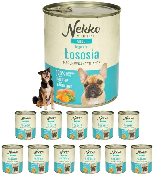 Nekko Adult łosoś marchewka tymianek mokra karma dla psa 12x 800g