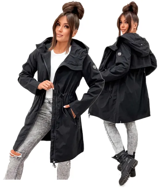 KURTKA JESIENNA DAMSKA PARKA PRZEJSCIOWA Z KAPTUREM CZARNA 60856 ROZMIAR XL
