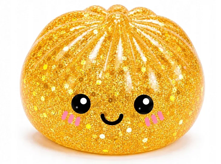 Duży gniotek pieróg xxl antystresowy squishy brokatowy pierożek 8.5cm