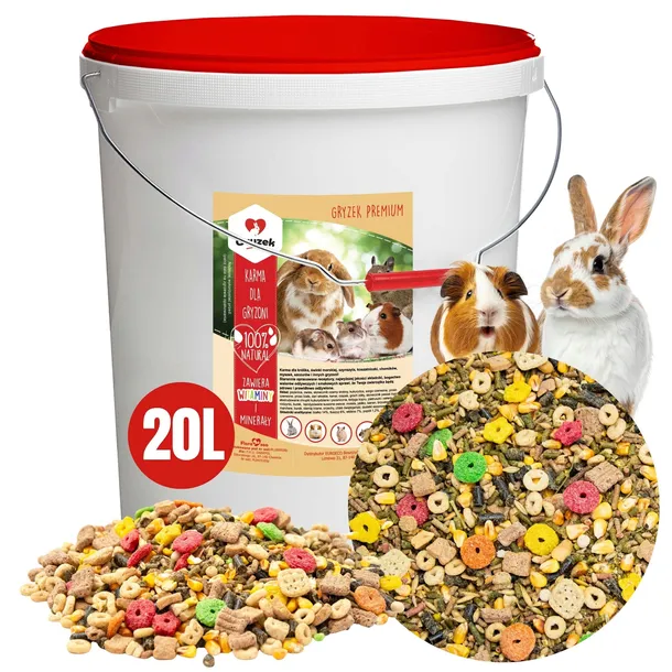 NATURALNY POKARM karma zioła DLA KRÓLIKA ŚWINKI CHOMIKA DUŻE WIADRO 20L