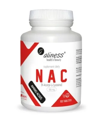 NAC N-Acetylo-L-Cysteina 190 mg Czysty Skład Vege Tabletki Aliness 100 tabl