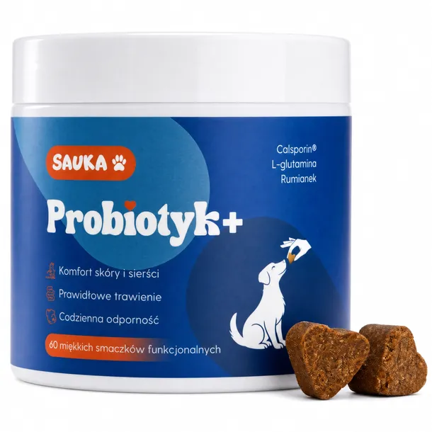 Sauka Probiotyk+ dla psa na jelita, wsparcie na swędzenie i mikrobiom 60szt