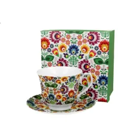 filizanka-ze-spodkiem-porcelanowa-250-ml-lowicz-folklor