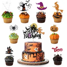dekoracje-na-babeczki-tort-17-szt-halloween-toppery-brokatowe-dynia-kot
