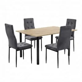 zestaw-stol-lugano-120x80-blat-sonoma-nogi-czarne-4-monako-szare-welur