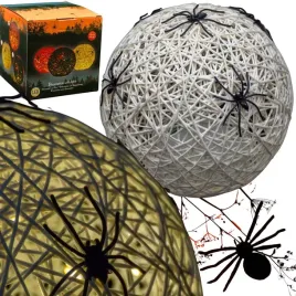 kula-dekoracyjna-lampka-z-pajakiem-led-15cm-halloween-biala