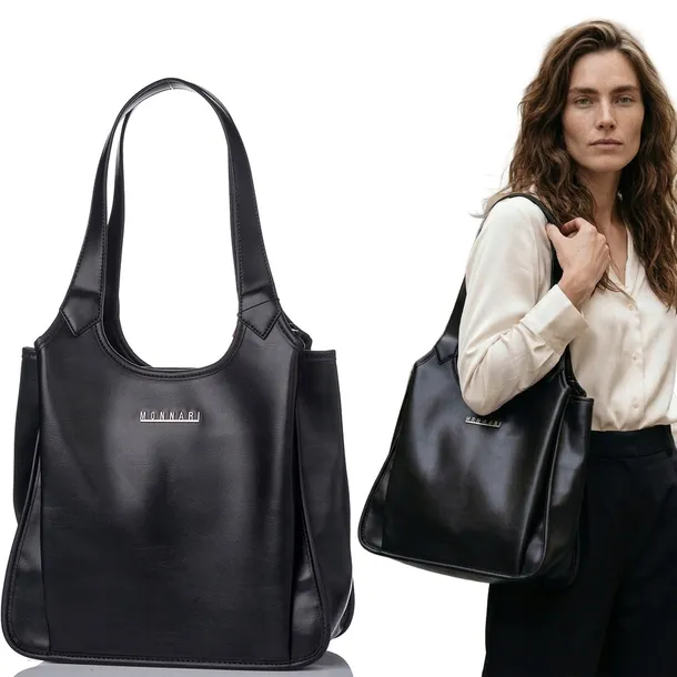 Torebka Damska MONNARI SHOPPER POJEMNA 3 komorowa Czarny PREMIUM