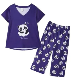 pizama-z-krotkim-rekawem-i-spodniami-3-4-niebieska-w-pandy-xl