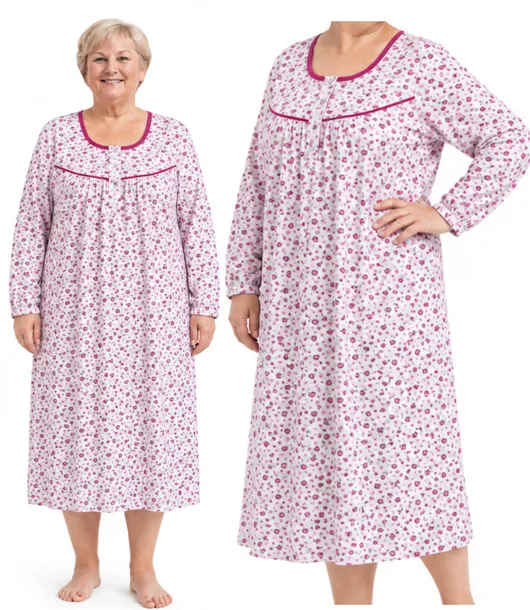 KOSZULA NOCNA bawełna WZÓR ŁĄCZKA DUŻA DŁUGI RĘKAW 3XL