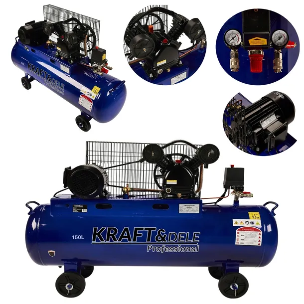 Kompresor Olejowy 150L 2 Tłoki 8 bar 400V 1030 RPM 660 l/min Kraft&Dele