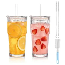 szklanki-szklane-600ml-2szt-pokrywka-slomka-kubki-smoothie-napoje-lato