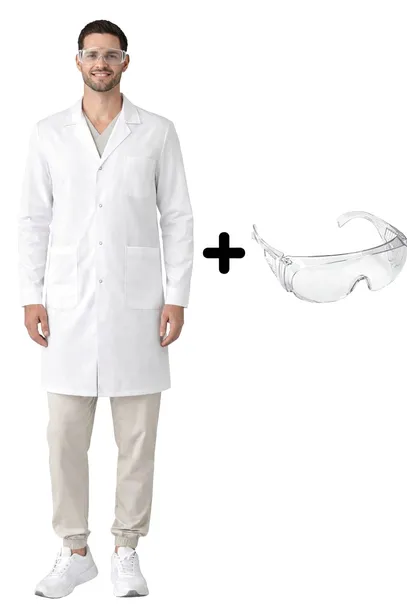 Komplet laboratoryjny męski fartuch+okulary r.L