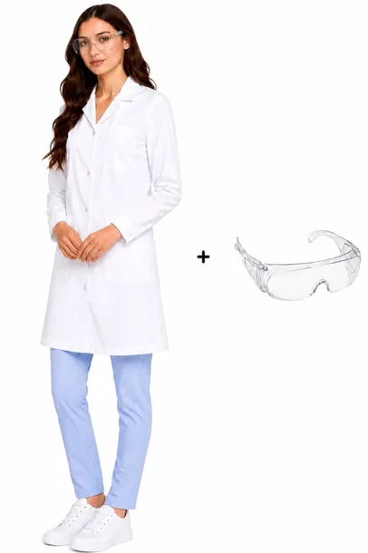 Komplet laboratoryjny damski fartuch+okulary r.36