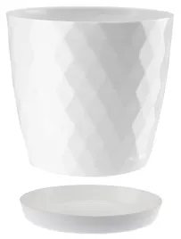 doniczka-oslonka-plastikowa-z-podstawka-20-cm-biala-polysk-wzor-karo-romby