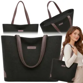 torebka-damska-shopper-pleciona-materialowa-czarna-na-ramie-do-pracy-szkoly