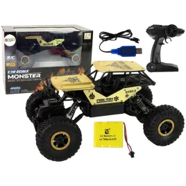 auto-rc-wysokie-kola-118-plastikowe-czarne-zlote-lean-toys-zabawki-dzieci