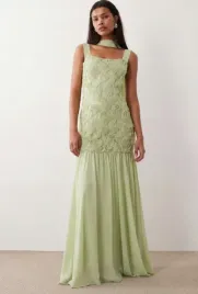 gina-tricot-zielona-maxi-sukienka-zdobienie-kwiaty-3d-szal-b25-xl
