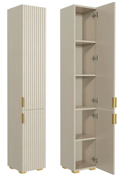 Szafka Łazienkowa Kaszmirowa Ryflowany Front 175 cm Słupek Regał Mat BL201