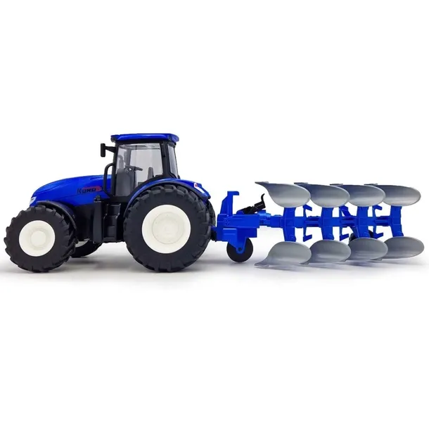 Zdalnie Sterowany Niebieski Traktor z Pługiem Zabawka dla Małych Rolników