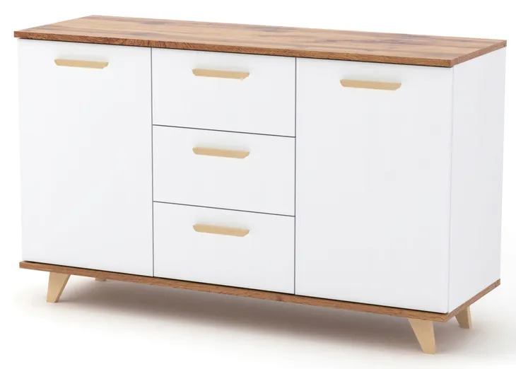 Komoda szafka 120 cm biała z szufladami do sypialni Oslo Styl Skandynawski