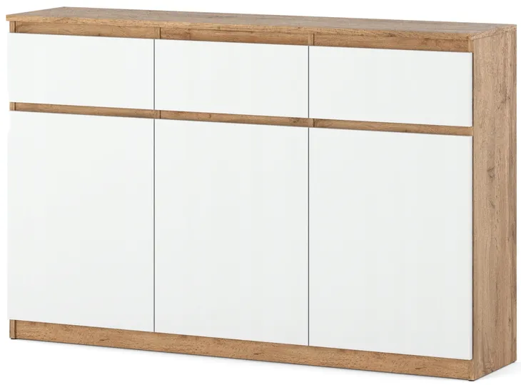 Komoda 150 cm Aga Dąb Wotan Biała szafka Wysoka rtv z szufladami do salonu