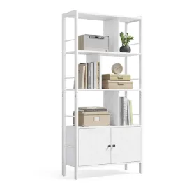 funkcjonalny-waski-regal-na-ksiazki-4-polki-dolna-szafka-bialy-1545cm