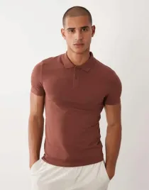 brazowa-dopasowana-koszulka-polo-guziki-b23-xl