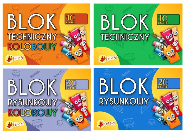 Blok techniczny szkolny A4/10k biały