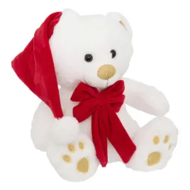 maskotka-mis-z-czapka-swietego-mikolaja-poliester-25-cm-biala