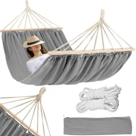 hamak-ogrodowy-turystyczny-szary-drewno-hustawka-boho-torba-200-x-150cm