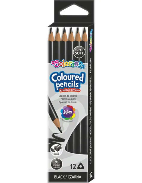 Kredki ołówkowe trójkątne 12 szt czarne Colorino Kids
