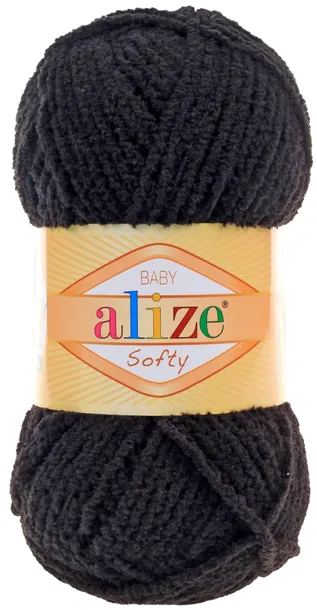 Włóczka Alize Softy - 60 CZARNY - 115m/50g - 100% Mikroakryl
