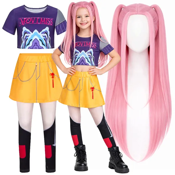 STRÓJ KARNAWAŁOWY K-POP KOSTIUM IDOLKA PERUKA STRÓJ PIOSENKARKA 110/120