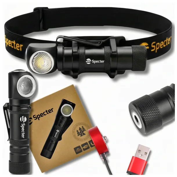 lampka czołowa Led 1200lm USB Akumulator Magnes 4 tryby Wodoodporna latarka