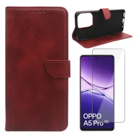 etui-do-oppo-a5-pro-4g-i-5g-case-pokrowiec-smart-leather-czerwony-i-szklo