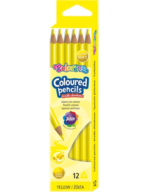 Kredki ołówkowe trójkątne 12 szt żółte Colorino Kids
