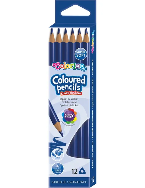 Kredki ołówkowe trójkątne 12 szt granatowe Colorino Kids