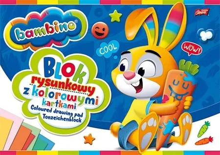 Blok rysunkowy z kolorowymi kartkami A4 16 k Bambino