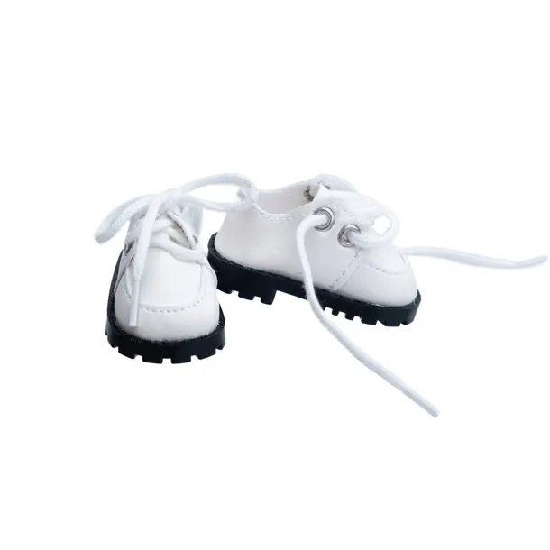 1 para buciki, buty półbuty wiązane dla lalek 5cm ekoskóra, białe