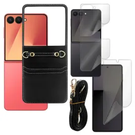 etui-do-samsung-galaxy-z-flip7-obudowa-leather-case-strap-czarny-i-hydrogel