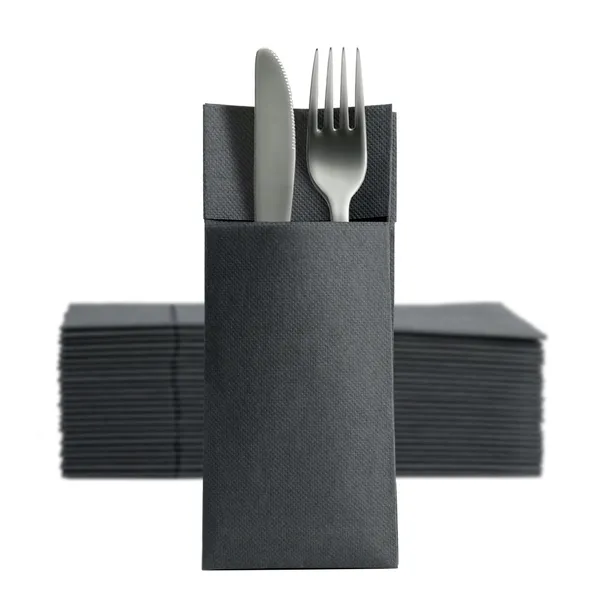 Serwetka na sztućce gastronomiczna kangurek kieszonka 32x38 czarna serwetki