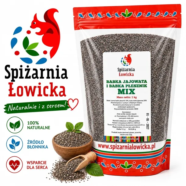 BŁONNIK 1kg MIX BABKA PŁESZNIK 50% JAJOWATA 50%