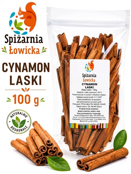 Cynamon laski 100g - wysoka jakość - Spiżarnia Łowicka