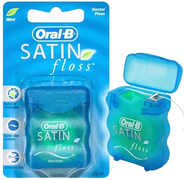 NIĆ DENTYSTYCZNA ORAL-B SATIN FLOSS MINT WOSKOWANA MIĘTOWA 25m