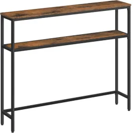 stolik-konsolowy-100cm-waski-regal-polka-brazowo-czarny-loft-industrialny