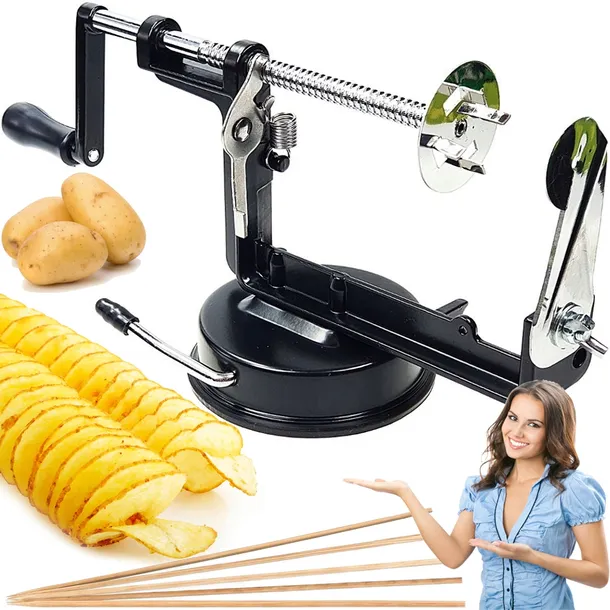 METALOWA MASZYNKA DO ZIEMNIAKÓW zakręconych CHIPSÓW FRYTEK SPIRALA MOCNA XL